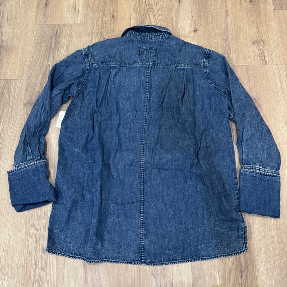 Free People We The Free After Hours Denim Top Montauk Wash Size XS NWT Oversized - Picture 11 of 11